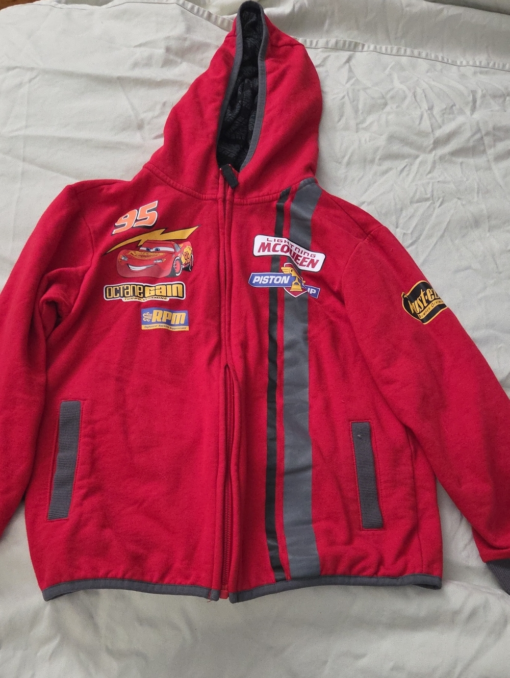 Disney Cars Lightning McQueen Red Kids Zip-Up Hoodie - Size 7/8